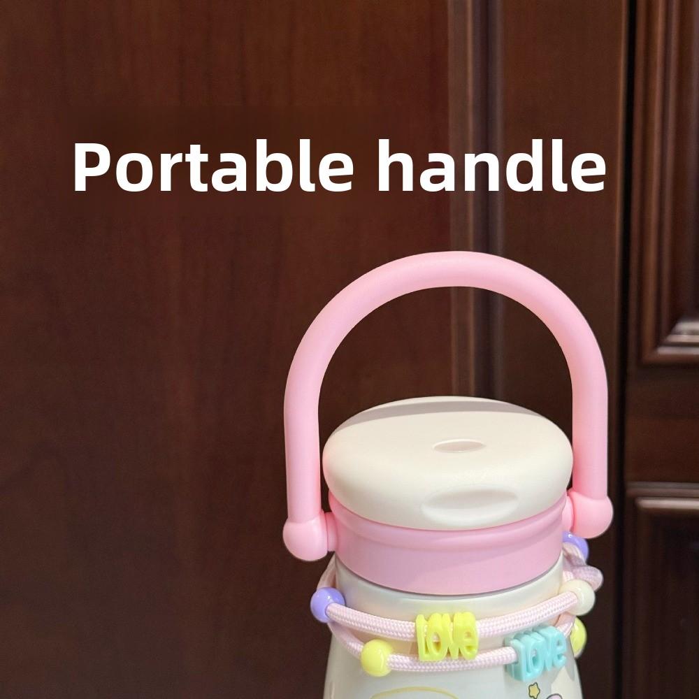 Cute 600ml Capybara Insulated Cup with Lanyard with Straw Thermal Water Bottle Handle Stainless Steel Car Coffee Cup Gifts