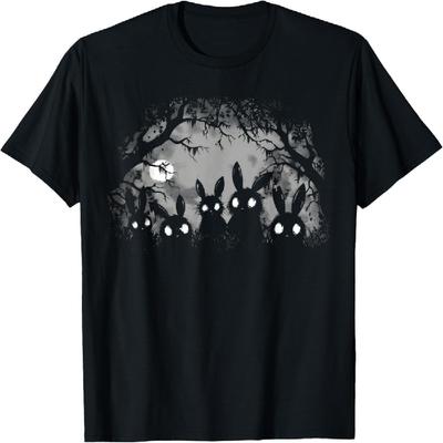 Creepy Cute Bunny Rabbits Alt Goth Grunge Horror Aesthetic T-Shirt, Small, Black