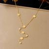 Gold Plated Clover CZ Y-Shaped Necklace, Stainless Steel Dainty Flower Pendant Choker, Waterproof Jewelry for Women Gift