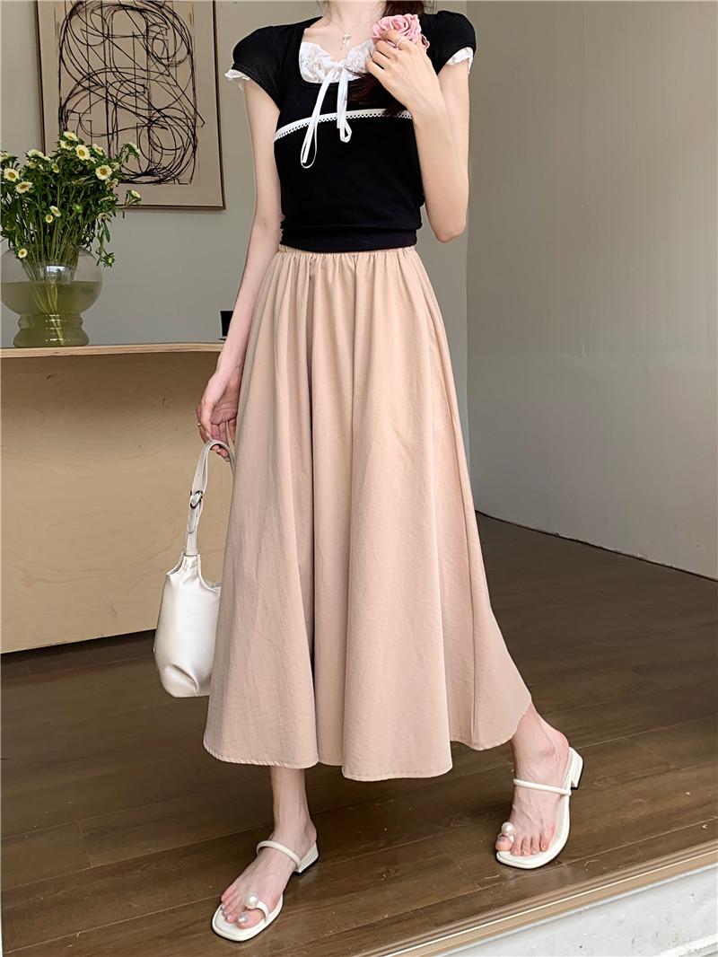 

DX~~Хит продаж, новая утягивающая юбка средней длины с большим подолом и высокой талией, с ниспадающей юбкой А-силуэта для женщин One size хаки