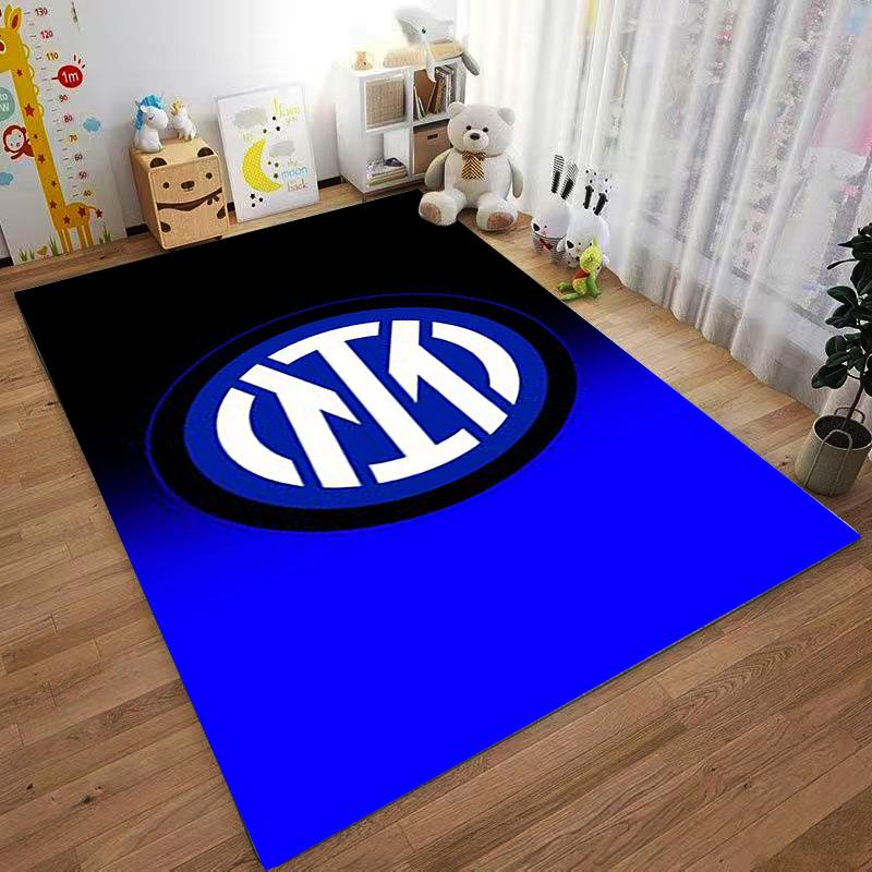 Tappeto Logo Inter Milan con Design a Gradiente Nero e Blu Adatto per l'uso come antiscivolo per soggiorno camera da letto divani