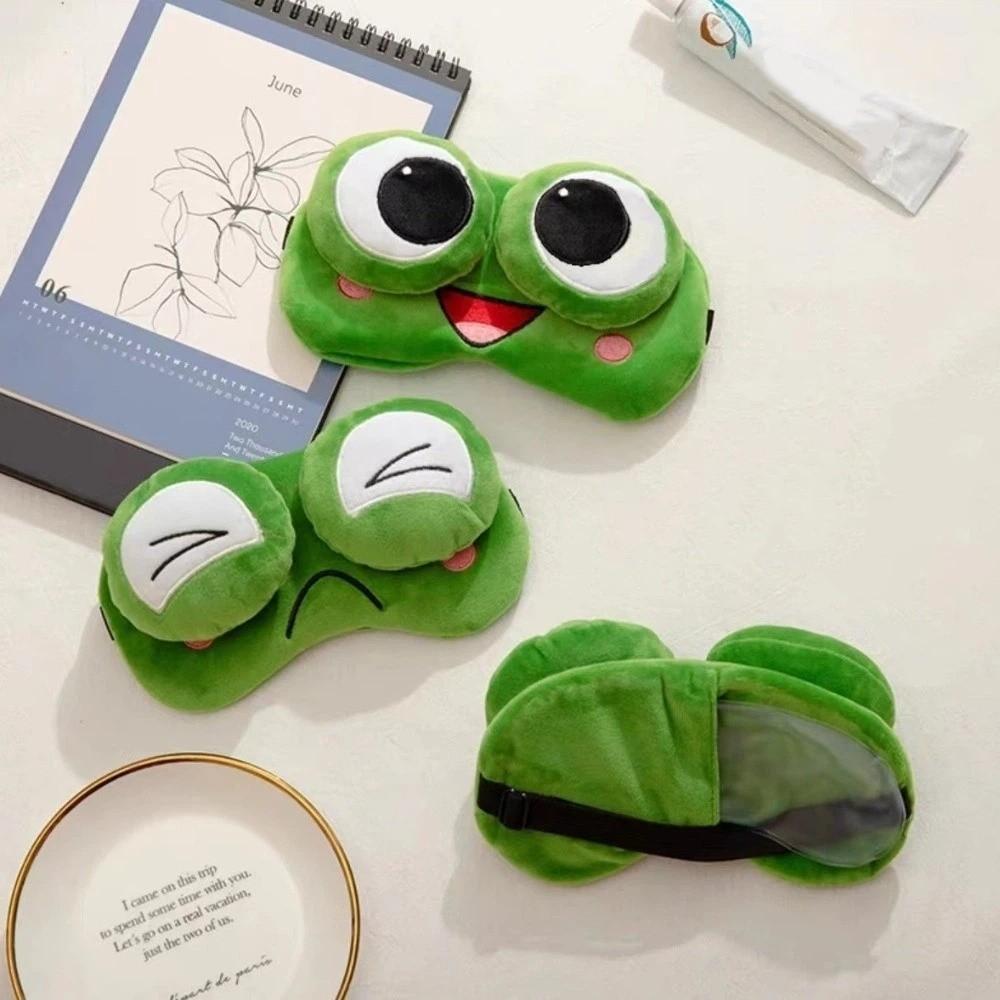 Adjustable Frog Sleep Mask Plush Sleeping Aid Eye Mask Frog Blockout Light Eye Cover  Airplane