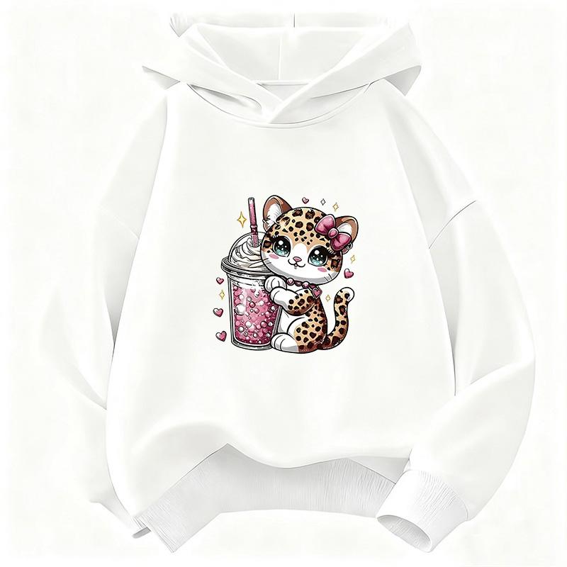 Sudadera con Capucha Linda de Gato Estampado de Leopardo para Niños Sudadera de Gato para Niños Sudadera con Capucha Linda Divertida para Niños y Niñas Otoño Invierno Sudaderas Casuales
