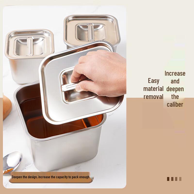 Drian 20cm Square Stainless Steel Condiment Container with Lid