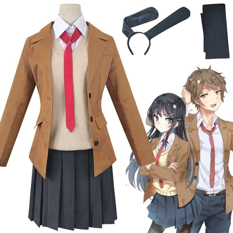 Premium Seishun Buta Yarou Wa Bunny Girl Sakurajima Mai Cosplay Costume Full Set Outfit For Captivating Parties And Events