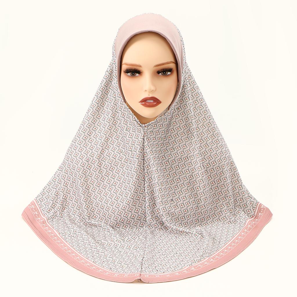 Modischer Chiffon Sofort-Hijab Vollabdeckung Kopf Damen Weicher Chiffon Amira Schal Islamische Frau Ramadan Kopftuch Bedruckter Turban