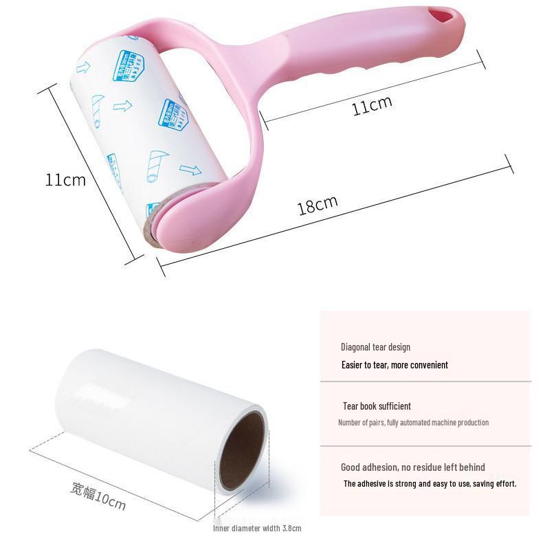 Pet Hair Remover Lint Roller with Angled Tear-Off Adhesive - No Marks, No Damage