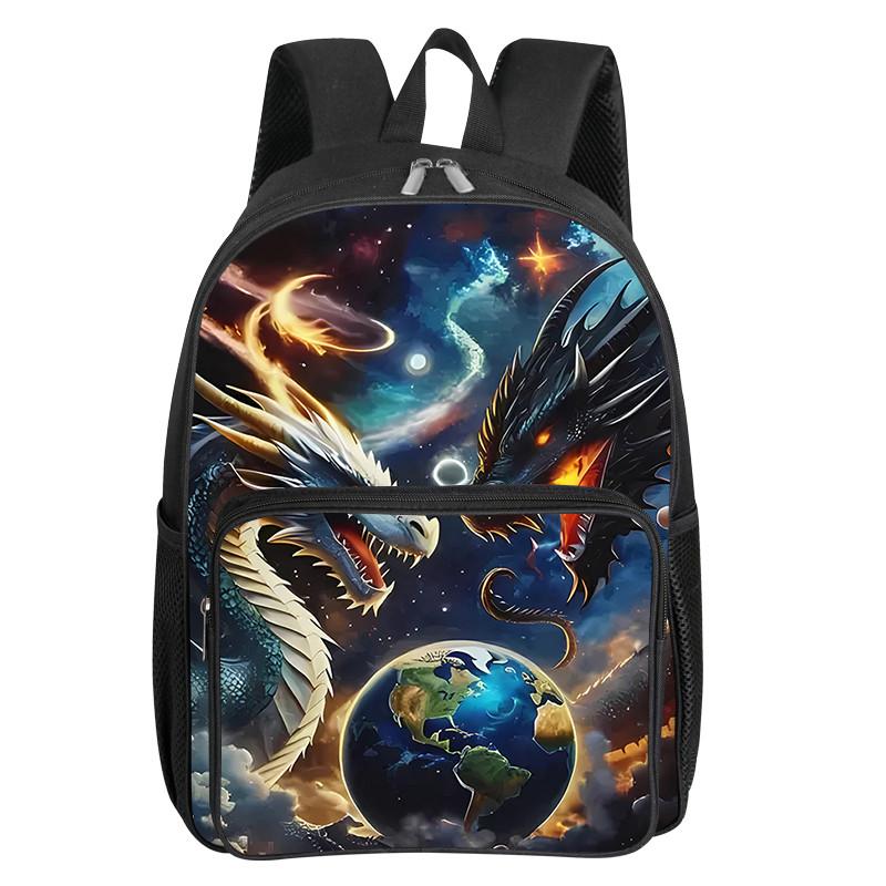 Cosmic Planet Pattern Square Front Pocket Backpack for Boy and Girls Best Gifts 2D Flat Cartoon SchoolBags for Children