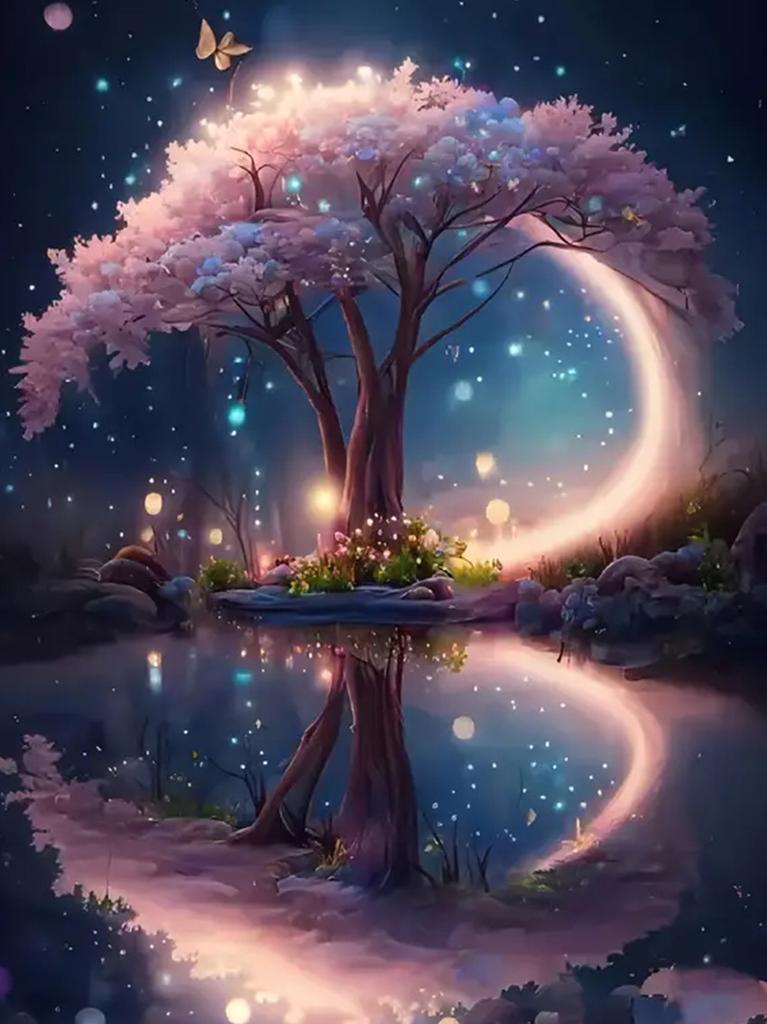 Diamond Painting 5D Full Diamond Painting DIY Square Diamond Round Diamond Home Landscape Moon Decoration Painting