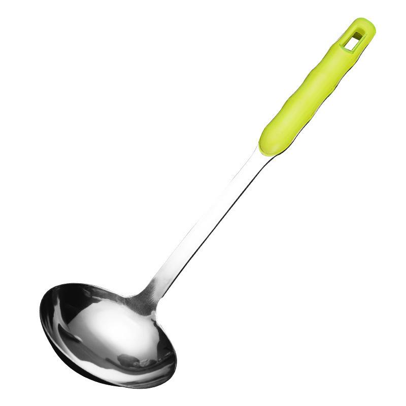 Stainless Steel Spatula Kitchenware Set for Household Kitchen Double-color Handle Stir-frying Spatula Cooking Soup Spoon, Large Strainer