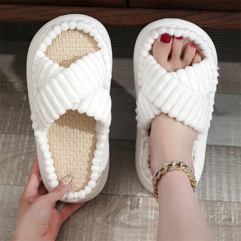 2023 Women's Suede & Furry Flat-Bottom Casual Slippers