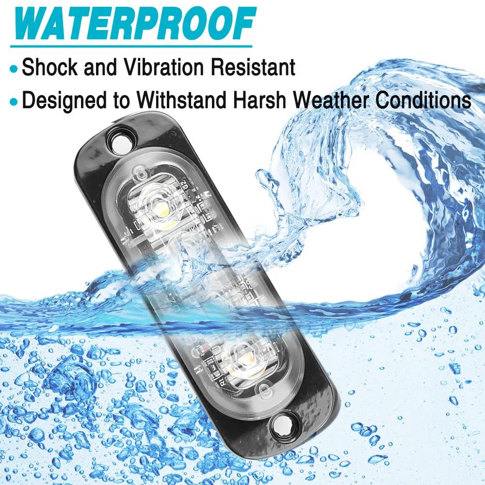 4 LED Car Strobe Warning Light LED Side Marker Lights Auto Trailer Truck Lorry Tail Lamps 12V-36V Universal