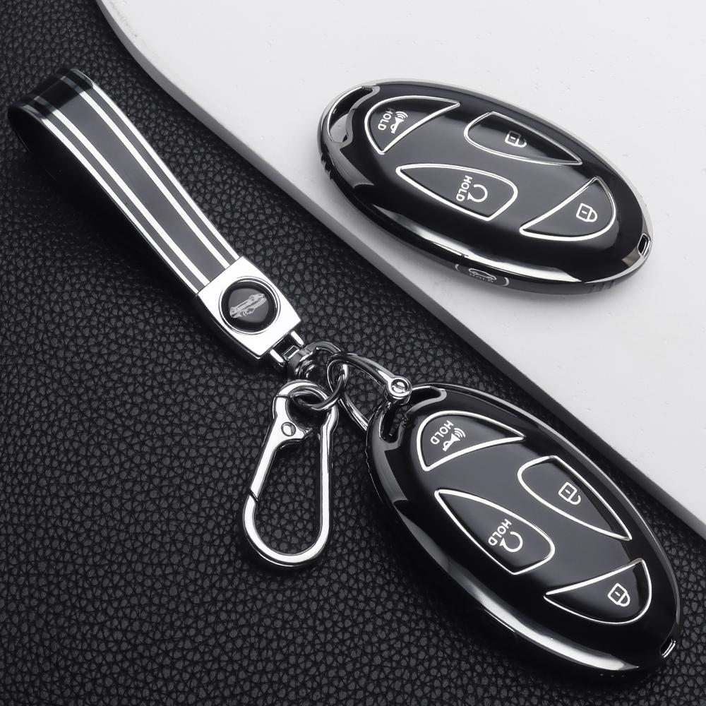 5Buttons Tpu Car Key Case Cover Keychain For Hyundai Tucson Santa Fe Mx5 Kona Ev Grandeur Gn7 Ioniq 6 Accessories