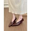 Trendy ins! Temperament pointed head shallow mouth bevel heel single shoes women's autumn and Korean version simple commuting thick heel single shoes