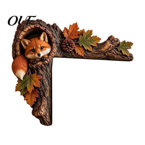 Rustic Cabin Decor Accessories Chipmunk Tree Door Topper, Squirrel Owl Wooden Frame Sign, Funny Whimsical Handcrafted Wall Art Animals Corner
