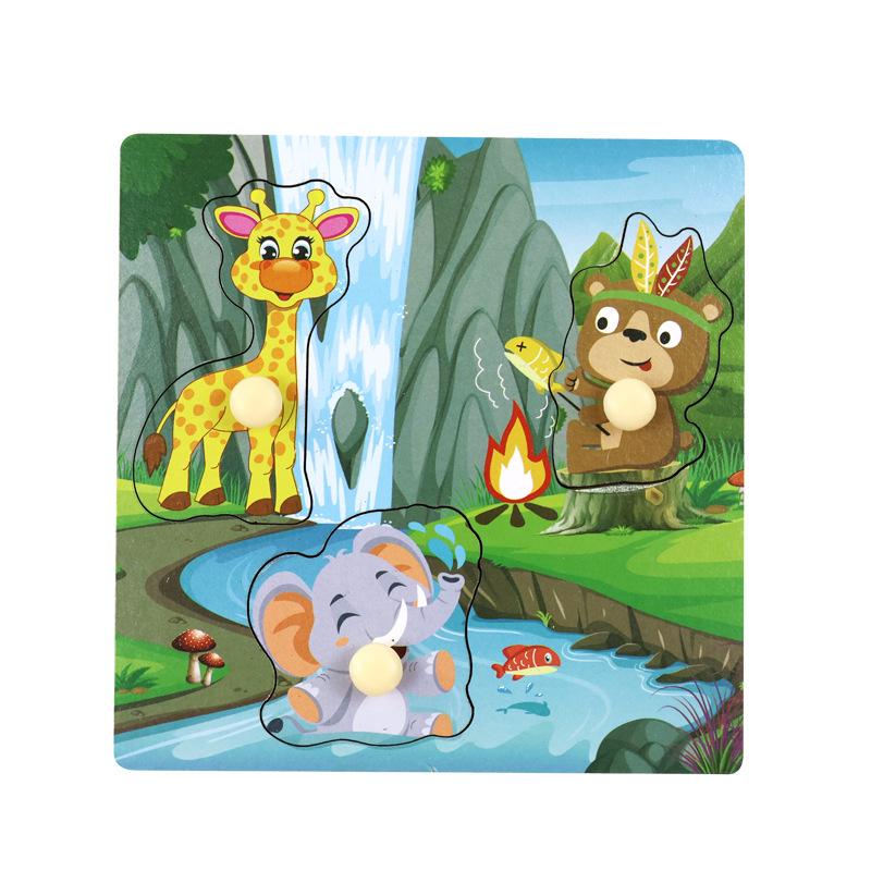 Baby Children Three-dimensional Puzzle Wooden Early Education Intellectual Puzzle Educational Toy Wooden Nails