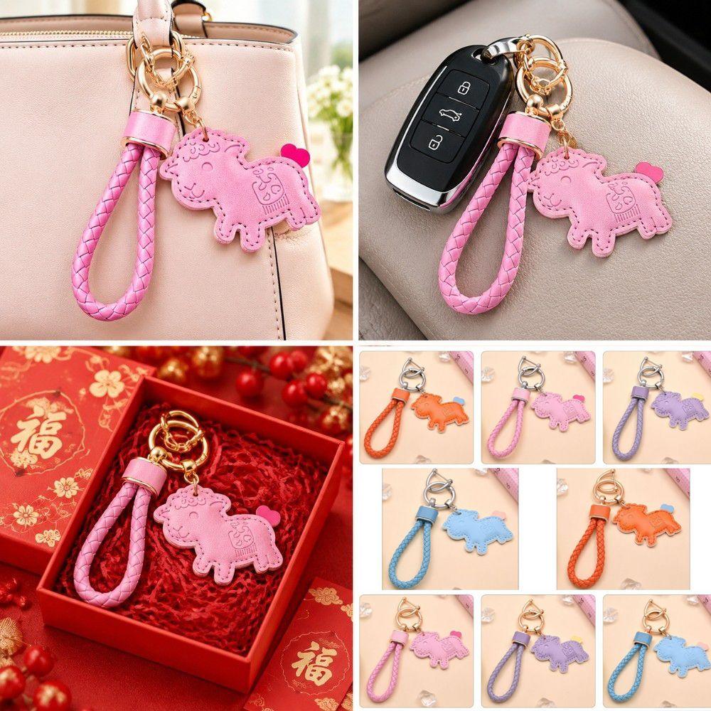 Cartoon Goat Pendant Wrist Strap Lamb Bag Charm Kawaii Goat Car Keychain Year of The Horse