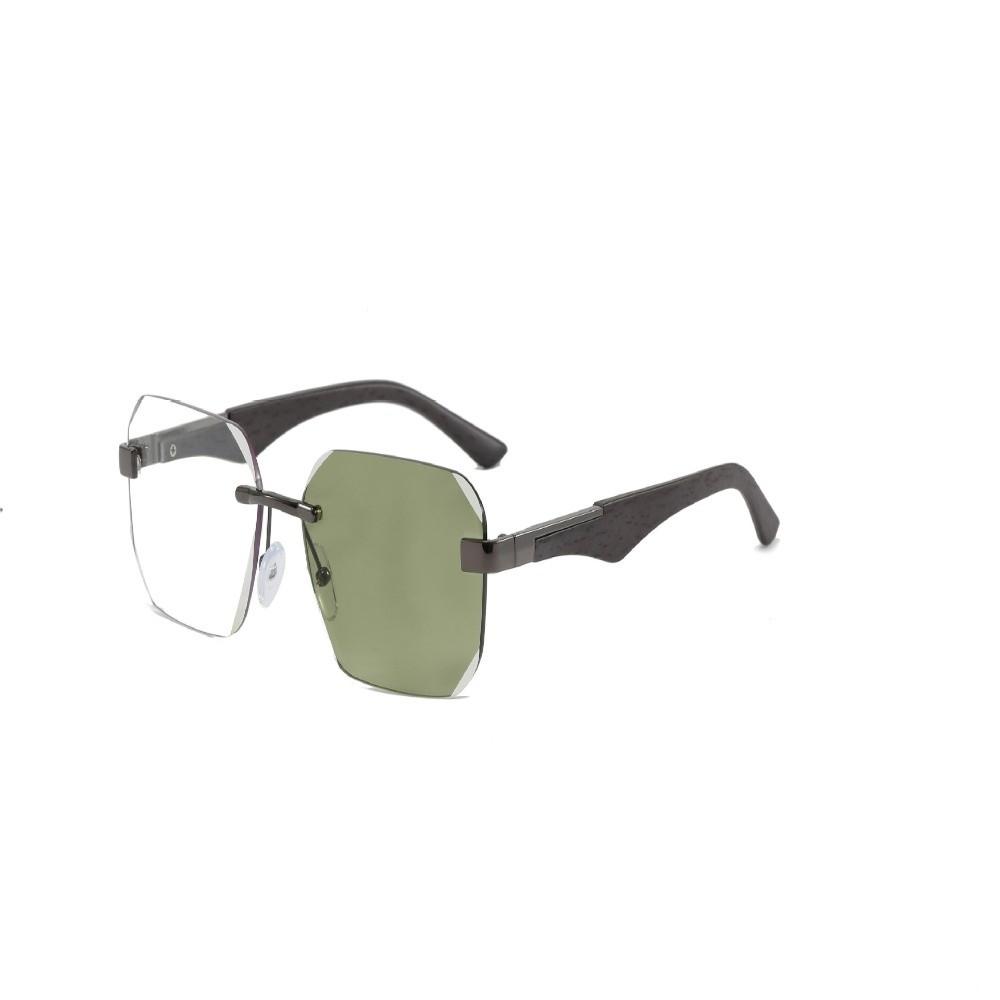 UV Protection Wood Grain Sunglasses Outdoor Street Photography Ultra-Light Cycling Eyewear Scratch-Resistant Rimless Sun Glasses