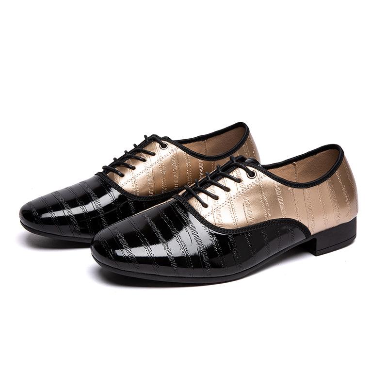 

Взрослые Мужские Мальчиковые Туфли для Современного Танца Международного Стандарта Двойные Танцевальные Туфли Мягкая Подошва Каблук 2,5 см 44 чёрный/золотой