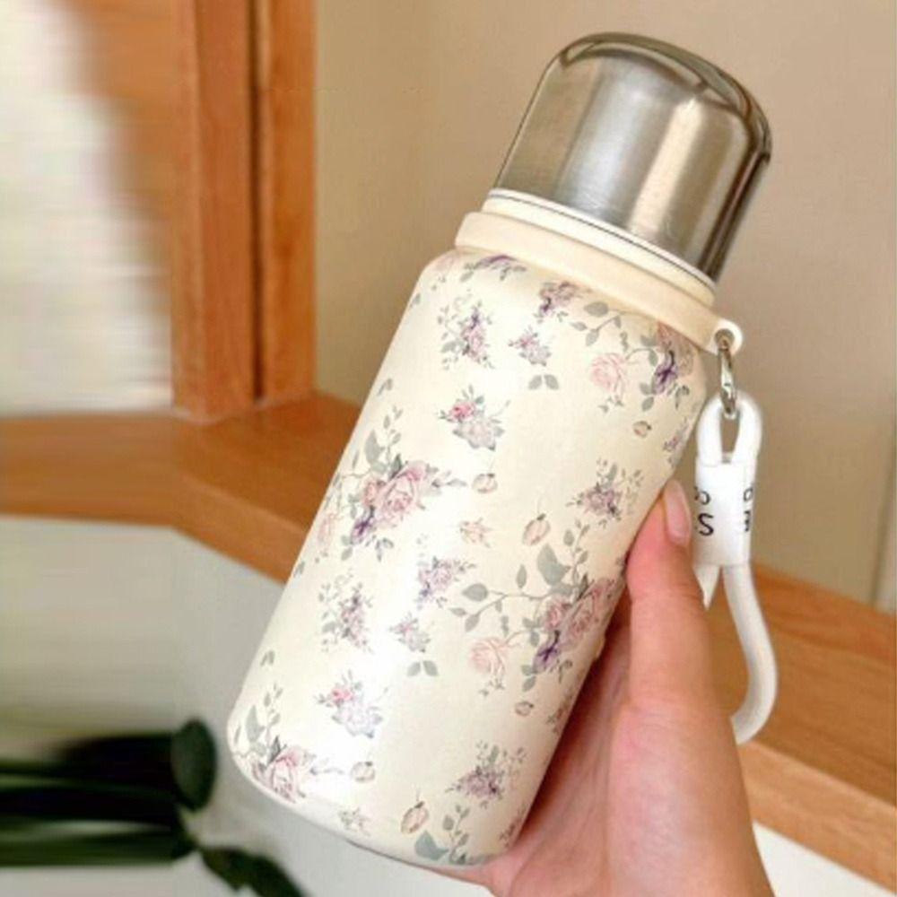 Vintage Floral Vacuum Thermos Bottle 450/600ML Insulated Water Bottle Thermal Cup  Travel Camping