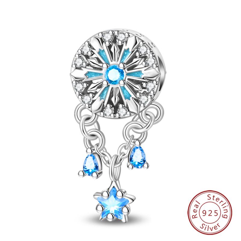 925 Silver Snowflake Snowman Penguin Charm Pendant Winter Jewelry Gift For Women DIY Birthday Present