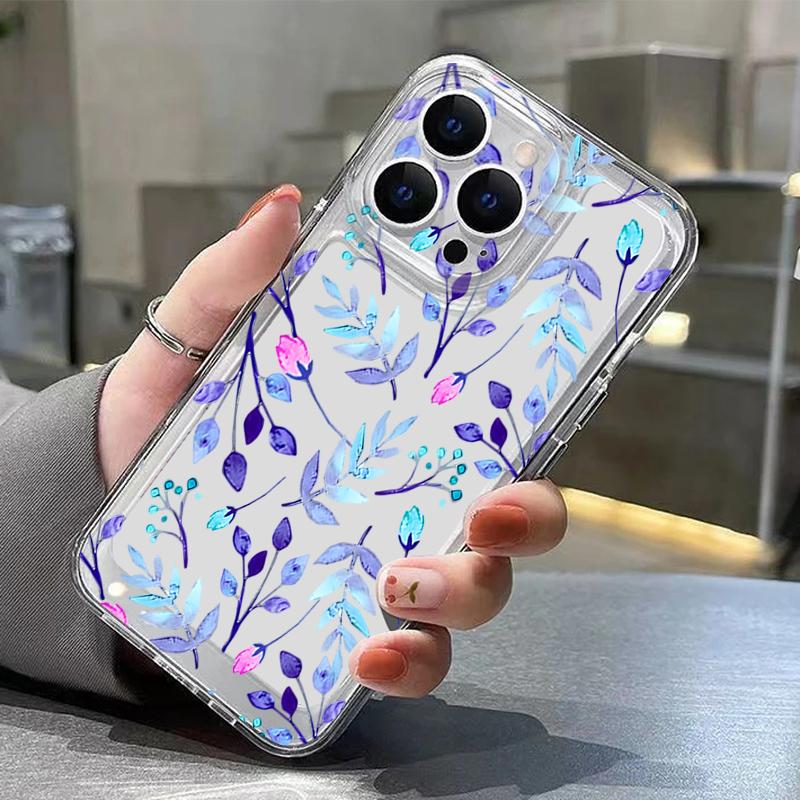 Vintage Floral Pattern Case For iPhone 17 Pro Max Coque iPhone 16 15 14 13 12 Pro Max 11 Clear TPU Silicone Soft Cover