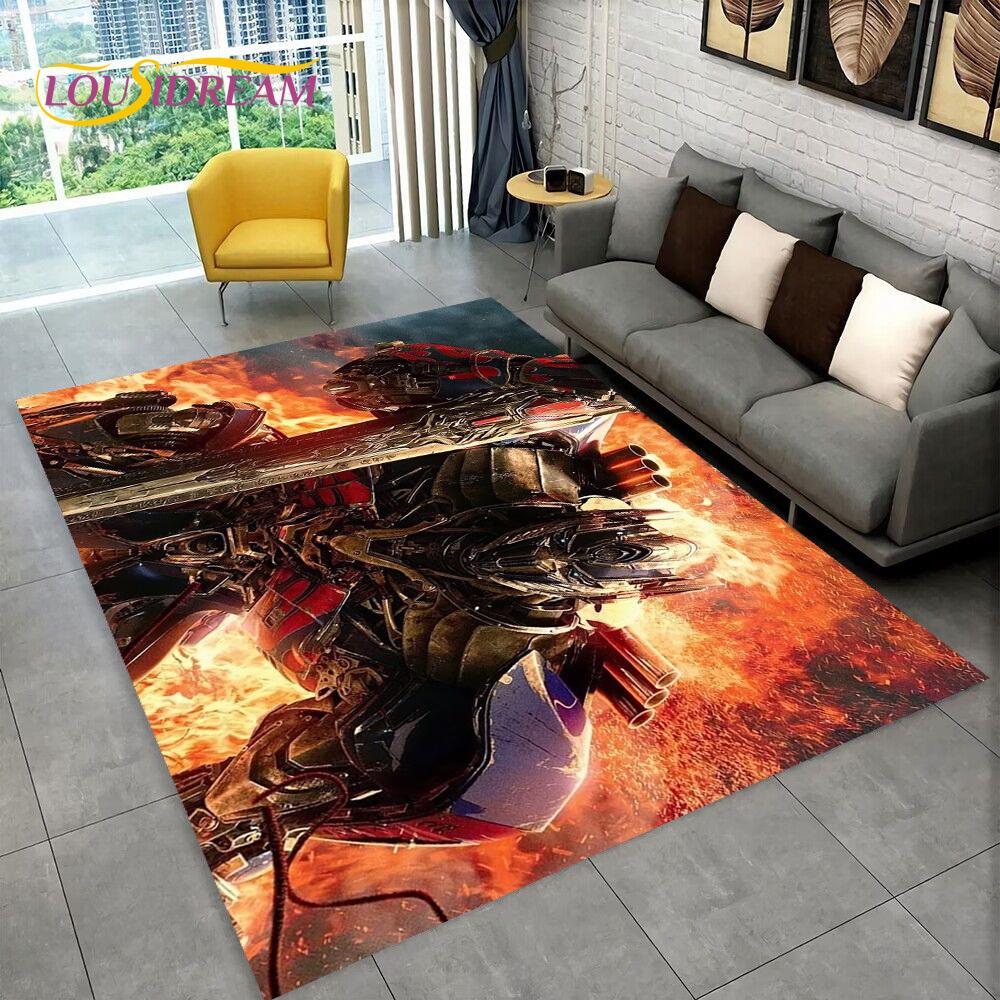 Cartoon T-Transformers Autobots 3D Rug Carpet for Living Room Bedroom Home Decor,Floor Mat Non-slip for Sofa Doormat Gift Kids