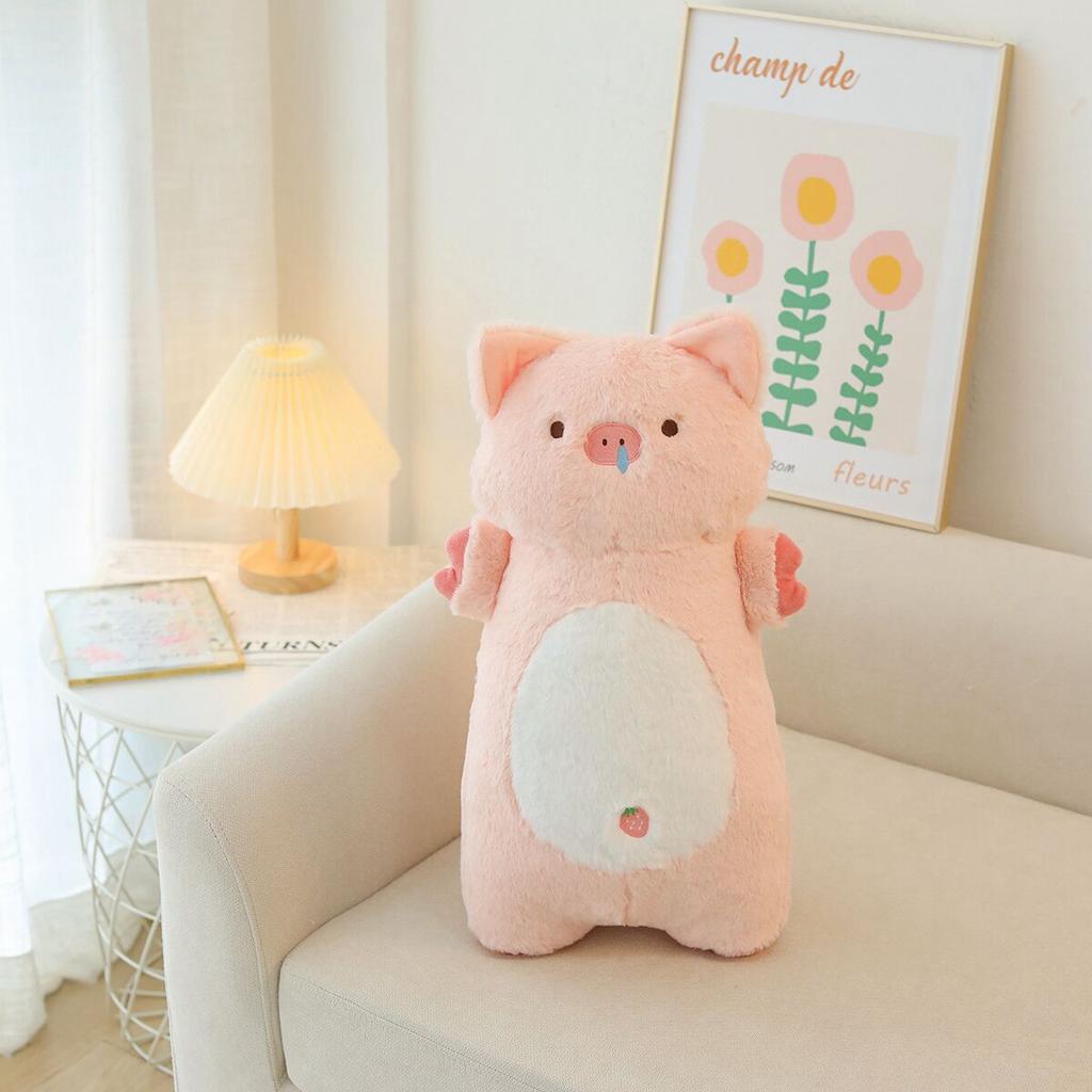 Kawaii Animal Long Standing Doll Stuffed Fluffy Siamese Cat Blue Orange Cats Snotty Pig Sleeping Body Support Pillow Gift