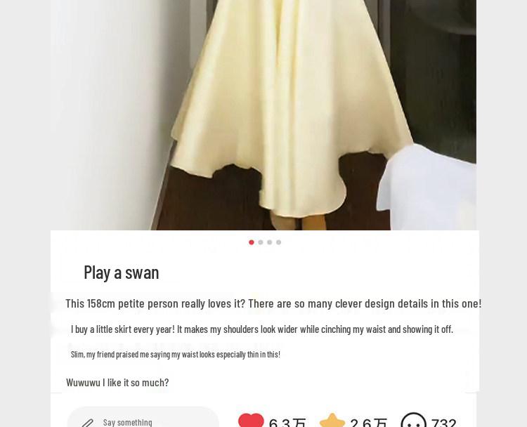 Yellow Petite Waist Spaghetti Strap Dress - Women's Slimming Spring/Summer 2026 Style