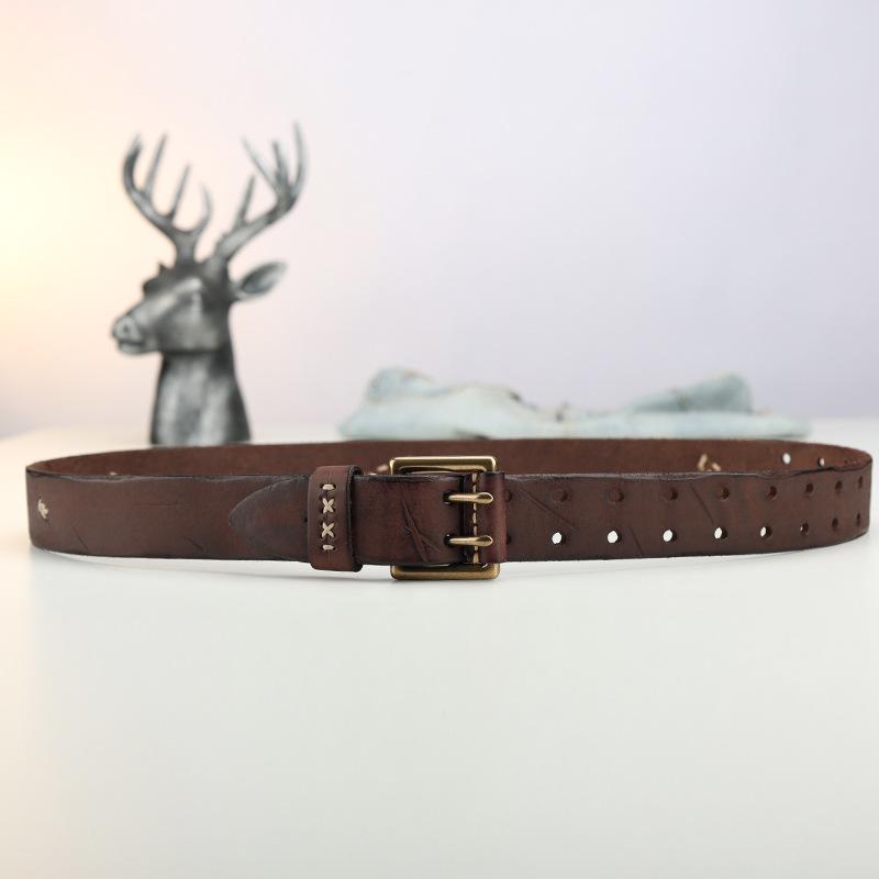 Retro Trend Personality Belt Men'S Genuine Leather Handmade First Layer Cowhide Men'S Jeans Belt Casual Jeans