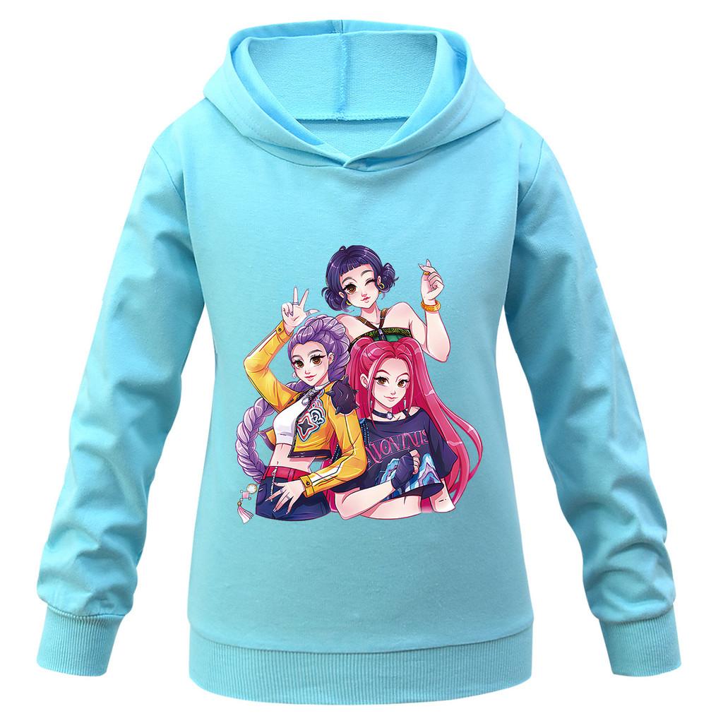 Kids Girls Anime Cartoon K-POP Rumi Zoey Mira Printed Casual Long Sleeves Sweatshirt Hoodies