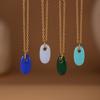 Morandi Color Oval Enamel Drop Pendant Necklace, Simple & Elegant Clavicle Layer, Stainless Steel Chain, Non-Fading.