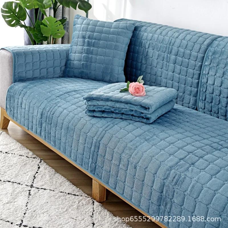 Современная фланелевая подушка для дивана зимняя противоскользящая плюшевая подушка для сиденья осенне-зимняя плюшевая подушка для дивана 7070cm 2498₽