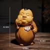 1pc Chinese Landlord's Ornament Wooden Carved Figurine Ornaments Home Decoration Wooden Carving Crafts Feng Shui Sculptures
