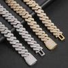 European & American 20mm Rhombus Cuban Link Zirconia Hip Hop Necklace & Bracelet for Men