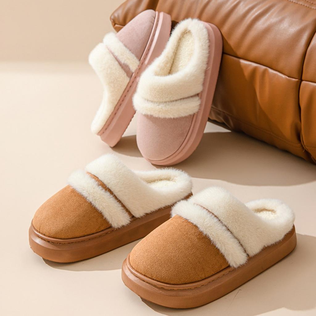 Autumn and Winter Warm Cotton Slippers for Women, Suitable for Indoor and Home Use, with Anti Slip and Anti Odor Properties, Warmth Plush Cotton Shoes