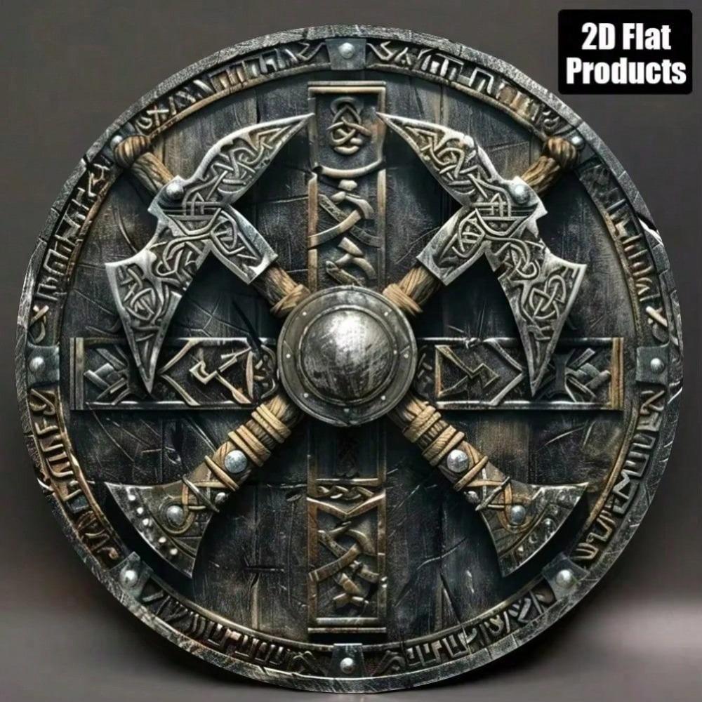 2D Wikinger-Kampfaxt Metall-Wandkunst, Skandinavische Heimdekoration, Großartig für Bar, Küche, Wohnzimmer, Einzigartiges Geschenk