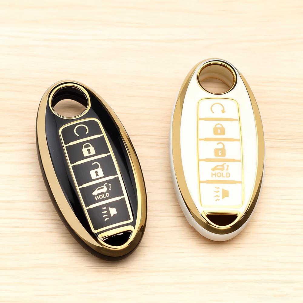 TPU Car Key Case For Nissan Qashqai J10 J11 X-Trail T32 T31 Kicks Pathfinder Tiida Juke Note 5 Buttons Key Cover Key Chain