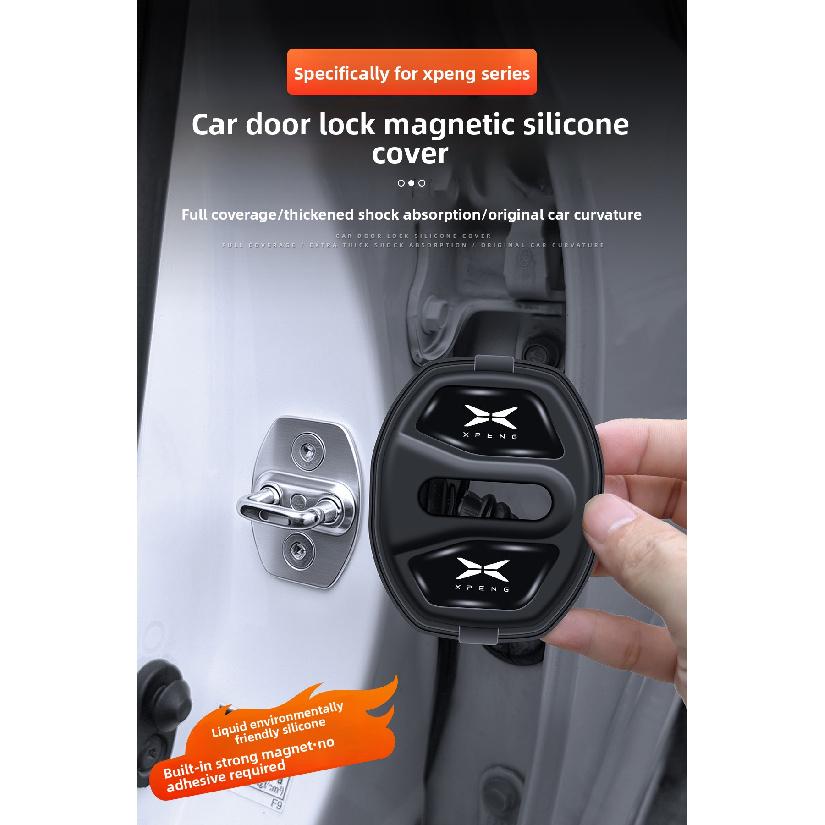 For XPeng X9 P7 G6 G9 P5 G3 Magnetic Silicone Door Lock Buckle Mute Damping Cushion Anti‑Collision Car Door Protective Cover Interior Mirrors 6