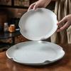 Ins Style Special-Shaped Edge Ceramic Plate, Household Plate Plate, Dessert Plate, Commercial Retro Style Tableware, Western Food Plate