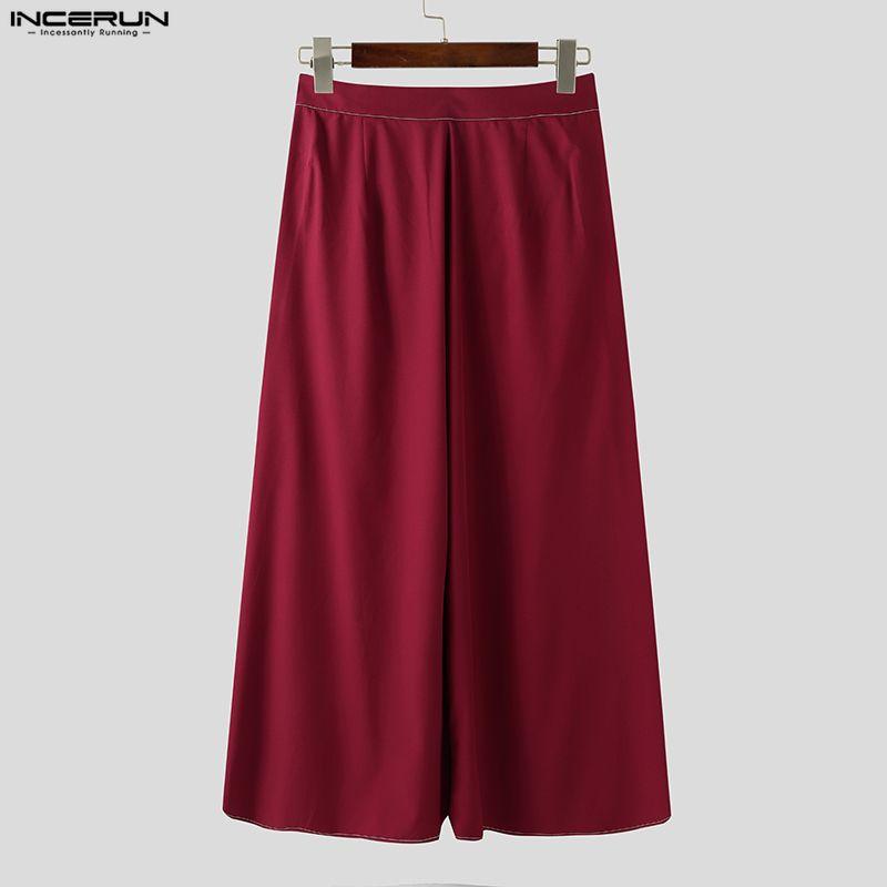 INCERUN Men Casual Loose Zipper Waist Front Irregular Layers Long Pants Trousers