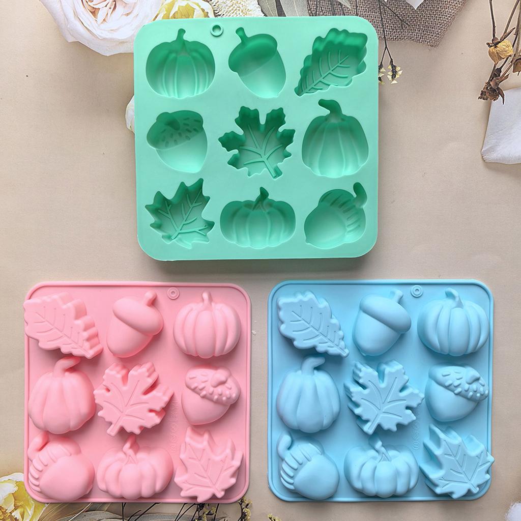 9-Cavity Silicone Pumpkin Maple Leaf for Candy, Fall Halloween Baking