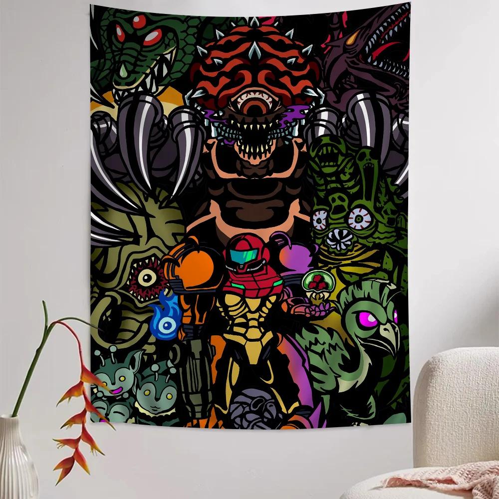 Metroid Themed Anime Tapestry Hanging Tarot Hippie Wall Rugs Dorm Home Decor