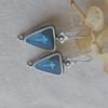 Wunderschöne Silberfarbene Dreieck Blaustein geschnitzte Hängeohrringe für Damen Schmuck