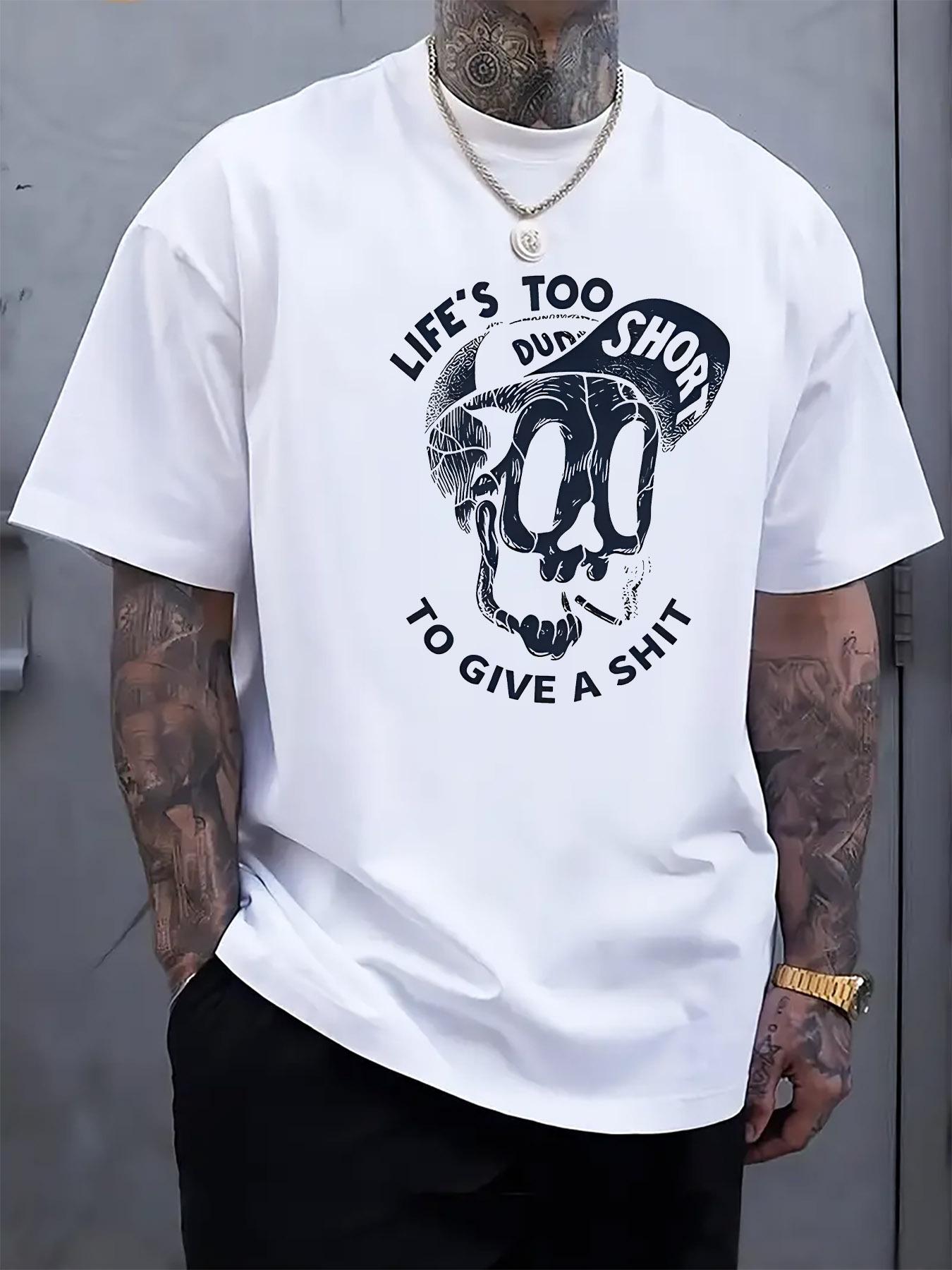 Skull Graphic Print Short Sleeve Tshirt - Life’s Too Shor... S