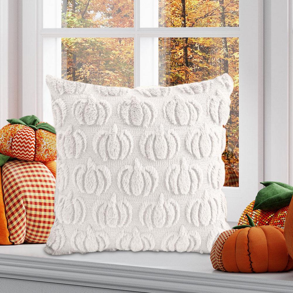 1-4PCS Halloween Ghost Pumpkin Pillowcase Washable Soft Pillow Case  Faux Fur Pillowcase for Festive Home Accent Bedroom Home De