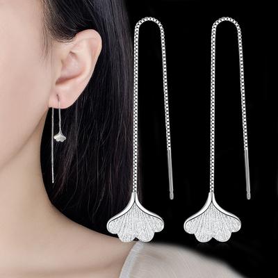 Boucles d'oreilles pendantes en argent 925 plaqué argent, style coréen, élégantes et hypoallergéniques, à tige, longues et pampilles
