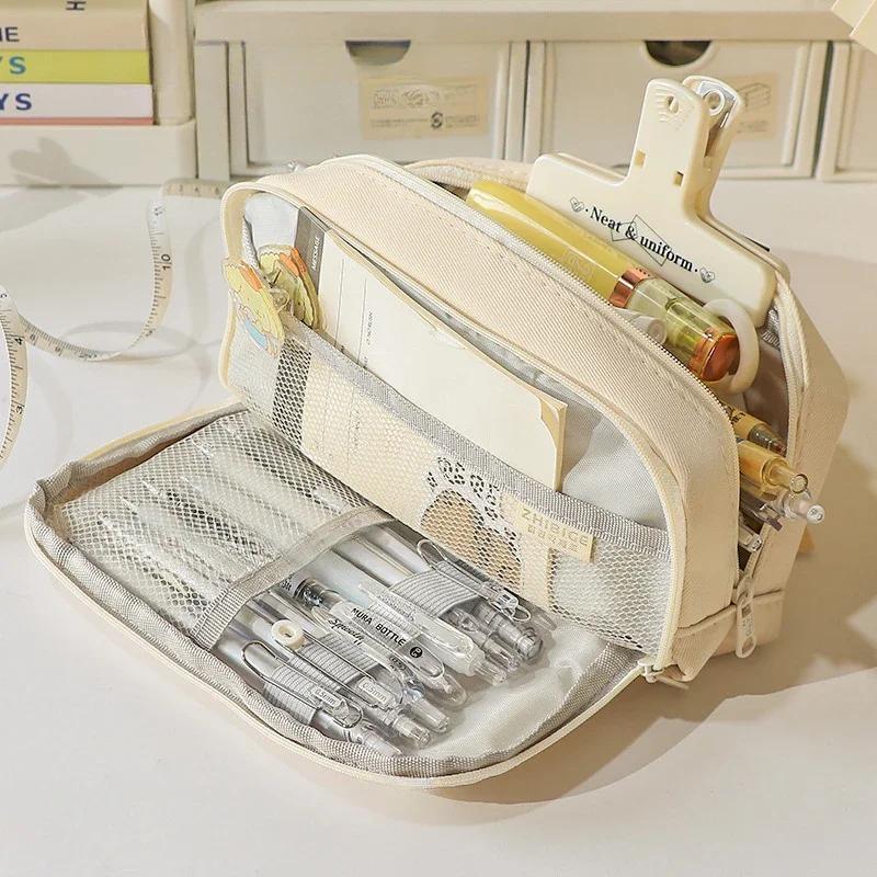 Button Cotton Rope Pencil Case Large Capacity Kids Storage Bag Student Stationery Box Girl Storage Pencil Case