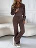 Completo due pezzi da donna Autunno/Inverno 2026 Europeo & Americano: Felpa con cappuccio e zip e Pantaloni a gamba larga