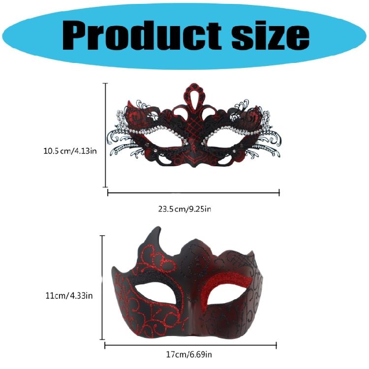 2Pcs Friendly Plastic Couple Masks Venetians Carnival Party Accessories Detailed Carved Design Comfortable Face Mask